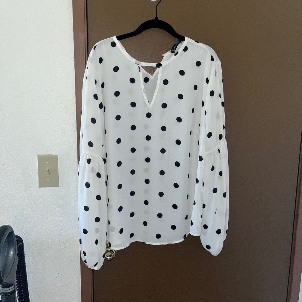 Size XXL Polka Dot 3/4 Sleeve Blouse Business Casual